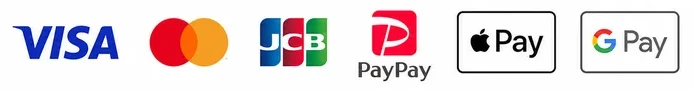 使えるお支払い：VISA・Mastercard・JCB・PayPay・Apple Pay・Google Pay